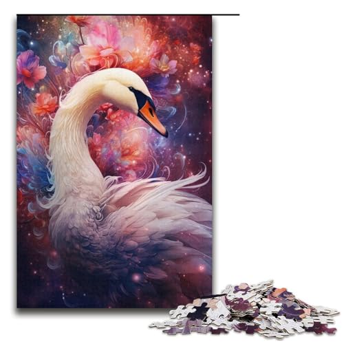 1000teiliges Puzzle „Galaxien und Schwäne“ Holzpuzzle Lernspiele Heimdekoration 1000 Teile (38 x 26 cm) von ouynngjing