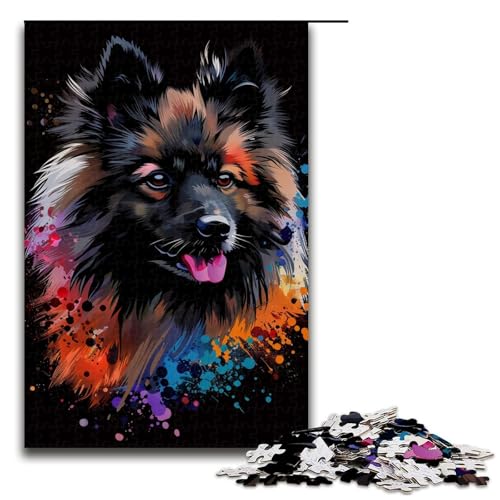 1000teiliges Puzzle „Keeshond Dog Art“ Holzpuzzle Lernspiele Heimdekoration 1000 Teile (75 x 50 cm) von ouynngjing