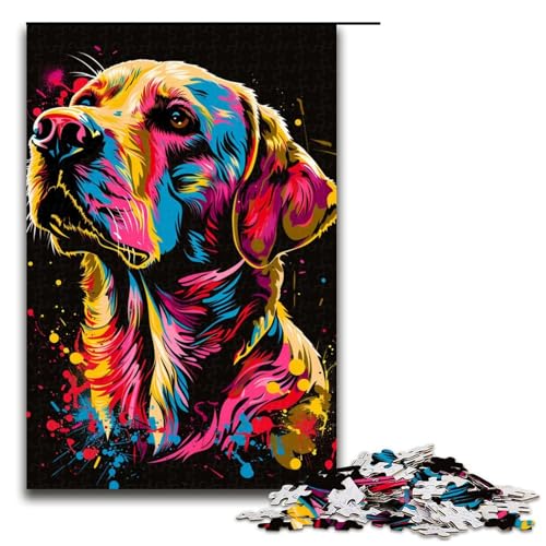 1000teiliges Puzzle „Labrador Retriever Dog Art“ Holzpuzzle Lernspiele Heimdekoration 1000 Teile (75 x 50 cm) von ouynngjing