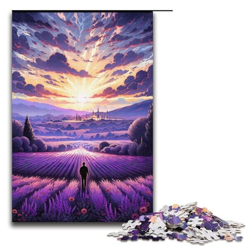 1000teiliges Puzzle „Lavendelfelder in der Provence Frankreich für Erwachsene Holzpuzzle anspruchsvolles Spiel 1000 Teile (38 x 26 cm) von ouynngjing