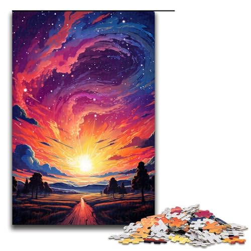 1000teiliges Puzzle „Magischer bunter Himmel Holzpuzzle für Erwachsene und Kinder pädagogisches Spielzeug zum Stressabbau Puzzle 1000 Teile (75 x 50 cm) von ouynngjing