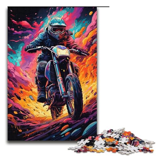 1000teiliges Puzzle „Motorradfahrer für Erwachsene und Kinder Holzpuzzle pädagogisches Spielzeug zum Stressabbau Puzzle 1000 Teile (38 x 26 cm) von ouynngjing