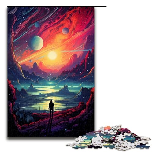 1000teiliges Puzzle „Nachtansicht unter dem Sternenhimmel für Erwachsene und Kinder Holzpuzzle pädagogisches Spielzeug zum Stressabbau Puzzle 1000 Teile (75 x 50 cm) von ouynngjing
