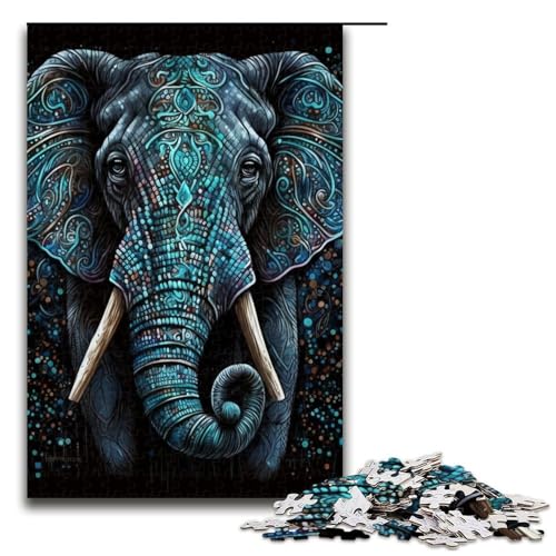 1000teiliges Puzzle „Porträt eines schönen Elefanten“ Holzpuzzle Lernspiele Heimdekoration 1000 Teile (75 x 50 cm) von ouynngjing