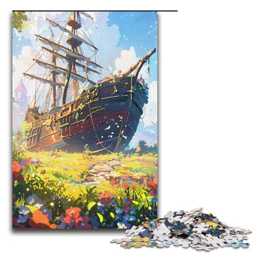 1000teiliges Puzzle „Prairie Boat“ für Erwachsene und Kinder Holzpuzzle pädagogisches Spielzeug zum Stressabbau Puzzle 1000 Teile (38 x 26 cm) von ouynngjing