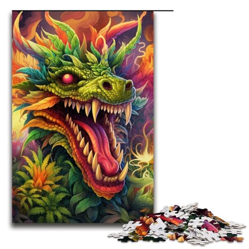 1000teiliges Puzzle „Psychedelic Art Dragon“ aus Holz Lernspiele Heimdekoration 1000 Teile (75 x 50 cm) von ouynngjing