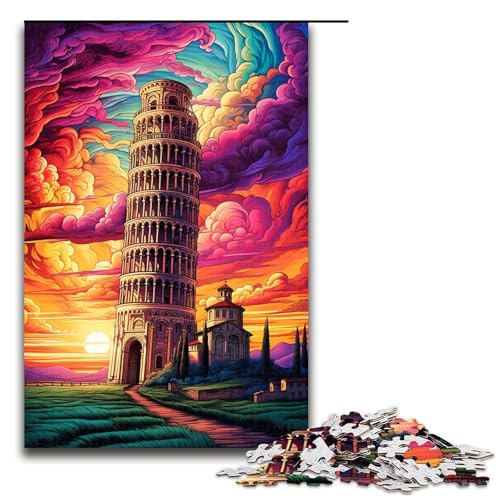 1000teiliges Puzzle „Schiefer Turm von Pisa Italien für Erwachsene Holzpuzzle anspruchsvolles Spiel 1000 Teile (75 x 50 cm) von ouynngjing