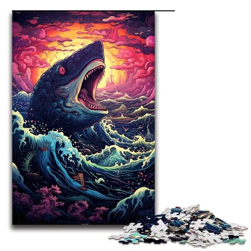 1000teiliges Puzzle „Tiere im Meer für Kinder Holzpuzzle Heimkunstdekor 1000 Teile (75 x 50 cm) von ouynngjing