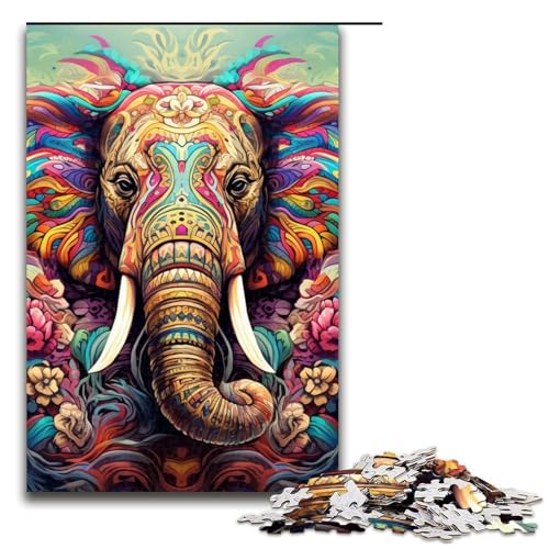 1000teiliges Puzzle Bunte ElefantenPuzzles für Erwachsene Holzpuzzle Familienspiele 1000 Teile (75 x 50 cm) von ouynngjing