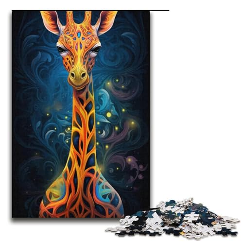 1000teiliges Puzzle Bunte Giraffe Holzpuzzle Lernspiele Heimdekoration 1000 Teile (38 x 26 cm) von ouynngjing