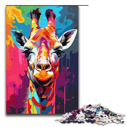 1000teiliges Puzzle Bunte Giraffe für Erwachsene und Kinder Holzpuzzle pädagogisches Spielzeug zum Stressabbau Puzzle 1000 Teile (38 x 26 cm) von ouynngjing