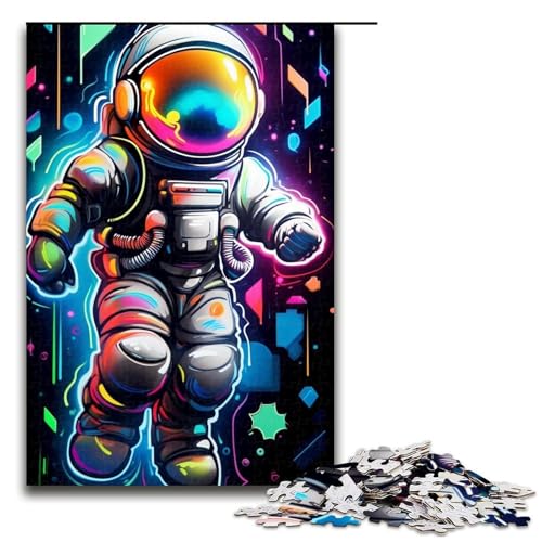 1000teiliges Puzzle Bunte NeonGraffitiAstronauten Holzpuzzle Lernspiele Heimdekoration 1000 Teile (75 x 50 cm) von ouynngjing
