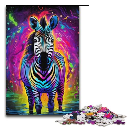 1000teiliges Puzzle Bunte Zebras Puzzle für Erwachsene Holzpuzzle Familienspiele 1000 Teile (38 x 26 cm) von ouynngjing