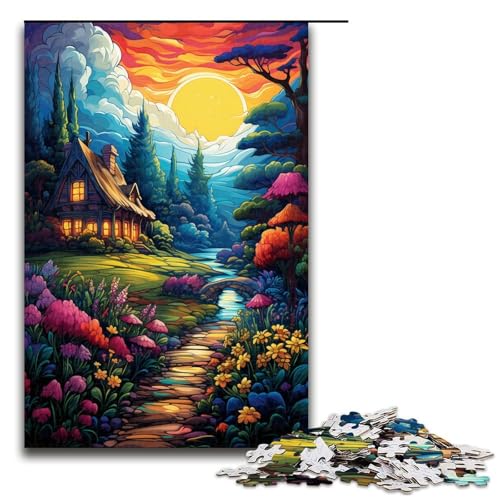 1000teiliges Puzzle Dschungelhütte Puzzle für Erwachsene Holzpuzzle Familienspiel 1000 Teile (75 x 50 cm) von ouynngjing