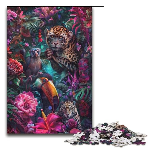 1000teiliges Puzzle LeopardenPuzzle für Erwachsene Holzpuzzle anspruchsvolles Spiel 1000 Teile (38 x 26 cm) von ouynngjing