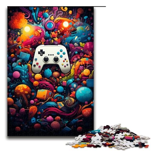 1000teiliges Puzzle Lernspiele Bunte GamepadPuzzles für Erwachsene Holzpuzzle für Familienspaß und Spieleabende 1000 Teile (75 x 50 cm) von ouynngjing