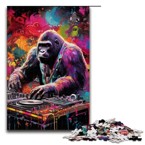 1000teiliges Puzzle Lernspiele Bunte Gorillas Puzzles für Erwachsene Holzpuzzle für Familienspaß und Spieleabend 1000 Teile (75 x 50 cm) von ouynngjing