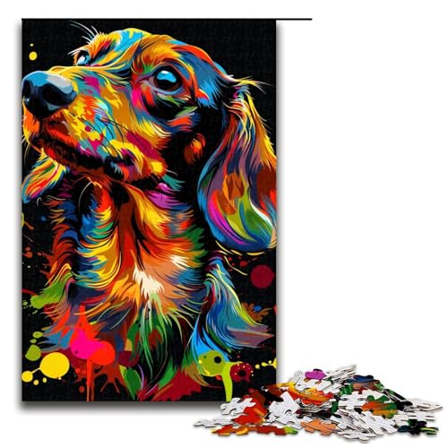 1000teiliges Puzzle Lernspiele DackelHundekunst Puzzles für Erwachsene Holzpuzzle für Familienspaß und Spieleabend 1000 Teile (75 x 50 cm) von ouynngjing