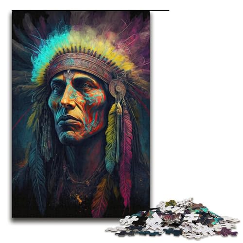 1000teiliges Puzzle Lernspiele IndianerPuzzle für Erwachsene Holzpuzzle für Familienspaß und Spieleabend 1000 Teile (38 x 26 cm) von ouynngjing