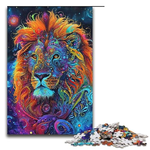 1000teiliges Puzzle Lernspiele Liquid Cosmos Lion Puzzles für Erwachsene Holzpuzzle für Familienspaß und Spieleabend 1000 Teile (38 x 26 cm) von ouynngjing