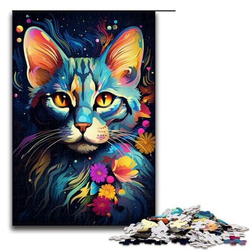 1000teiliges Puzzle Lernspiele geheimnisvolle Savannenkatze Puzzle für Erwachsene Holzpuzzle für Familienspaß und Spieleabend 1000 Teile (75 x 50 cm) von ouynngjing