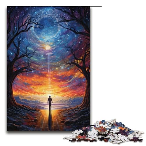 1000teiliges Puzzle abstraktes Gemälde von Sternen und Himmel für Erwachsene Holzpuzzle anspruchsvolles Spiel 1000 Teile (38 x 26 cm) von ouynngjing