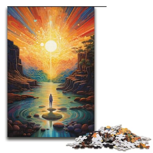 1000teiliges Puzzle abstraktes Gemälde von Sternen und Himmel für Erwachsene Holzpuzzle anspruchsvolles Spiel 1000 Teile (38 x 26 cm) von ouynngjing