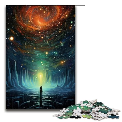 1000teiliges Puzzle abstraktes Gemälde von Sternen und Himmel für Erwachsene Holzpuzzle anspruchsvolles Spiel 1000 Teile (75 x 50 cm) von ouynngjing