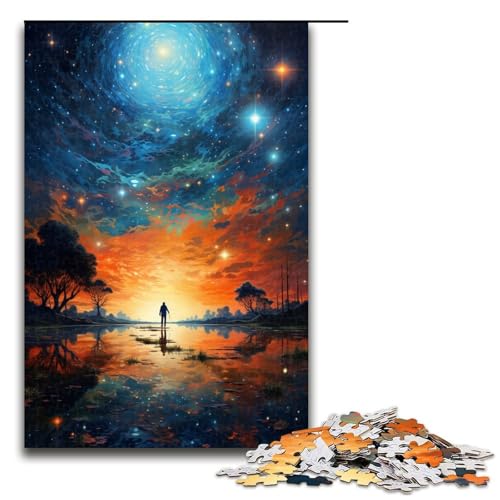 1000teiliges Puzzle abstraktes Gemälde von Sternen und Himmel für Erwachsene Holzpuzzle anspruchsvolles Spiel 1000 Teile (75 x 50 cm) von ouynngjing