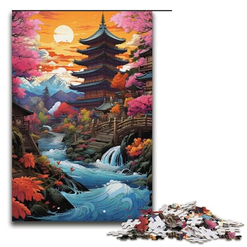 1000teiliges Puzzle asiatische Bunte Landschaft Puzzle für Erwachsene Holzpuzzle anspruchsvolles Spiel 1000 Teile (38 x 26 cm) von ouynngjing