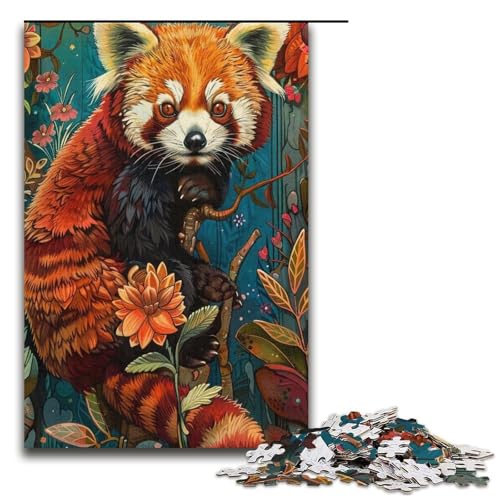 1000teiliges Puzzle bunter roter Panda Holzpuzzle Lernspiele Heimdekoration 1000 Teile (38 x 26 cm) von ouynngjing