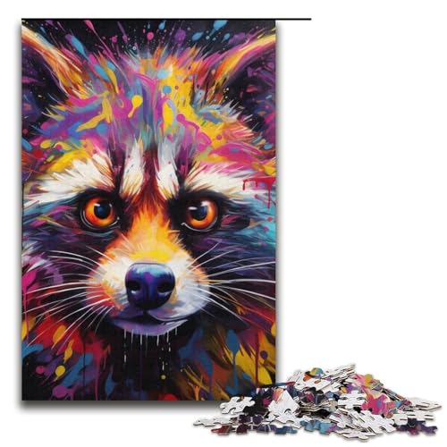 1000teiliges Puzzle bunter roter Panda für Erwachsene Holzpuzzle anspruchsvolles Spiel 1000 Teile (38 x 26 cm) von ouynngjing