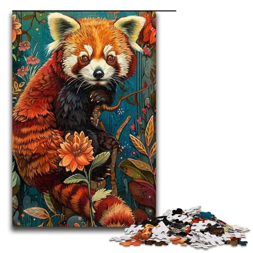 1000teiliges Puzzle bunter roter Panda für Erwachsene Holzpuzzle anspruchsvolles Spiel 1000 Teile (75 x 50 cm) von ouynngjing