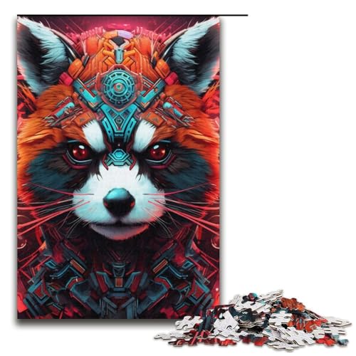 1000teiliges Puzzle bunter roter Panda für Erwachsene und Kinder Holzpuzzle pädagogisches Spielzeug zum Stressabbau Puzzle 1000 Teile (38 x 26 cm) von ouynngjing