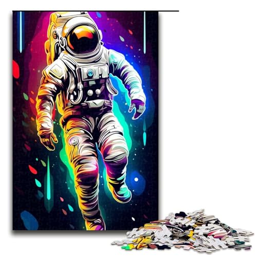1000teiliges Puzzle buntes NeonGraffitiAstronautenPuzzle für Erwachsene Holzpuzzle anspruchsvolles Spiel 1000 Teile (75 x 50 cm) von ouynngjing