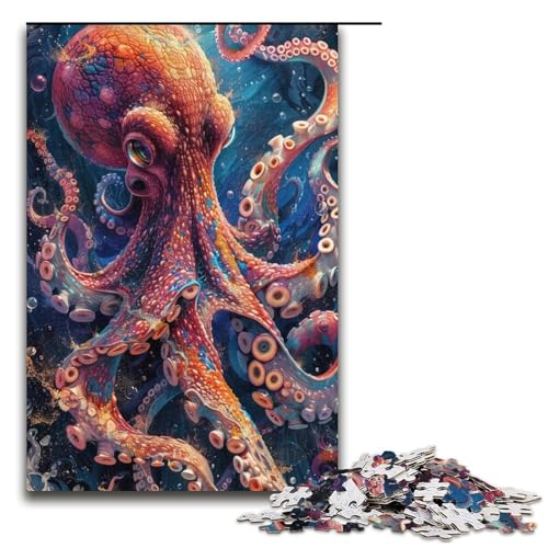 1000teiliges Puzzle buntes OktopusPuzzle Holzpuzzle Lernspiele Heimdekoration 1000 Teile (38 x 26 cm) von ouynngjing