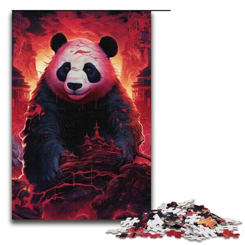 1000teiliges Puzzle buntes PandaPuzzle Holzpuzzle Lernspiele Heimdekoration 1000 Teile (38 x 26 cm) von ouynngjing