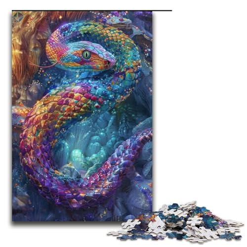 1000teiliges Puzzle buntes SchlangenPuzzle für Erwachsene Holzpuzzle anspruchsvolles Spiel 1000 Teile (38 x 26 cm) von ouynngjing
