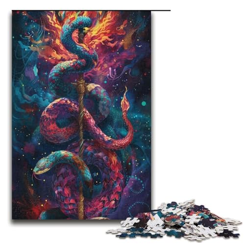 1000teiliges Puzzle buntes SchlangenPuzzle für Erwachsene Holzpuzzle anspruchsvolles Spiel 1000 Teile (38 x 26 cm) von ouynngjing