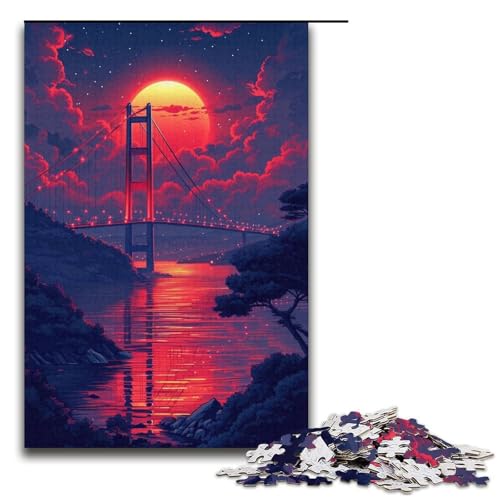 1000teiliges Puzzle farbenfrohe San Francisco Bridge Holzpuzzle Lernspiele Heimdekoration 1000 Teile (38 x 26 cm) von ouynngjing