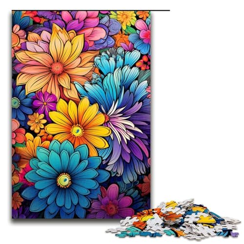 1000teiliges Puzzle für Erwachsene „EIN Meer aus bunten Blumen Puzzle Geschenk zum Geburtstag Geschenk für Teenager ab 14 Jahren 1000 Teile (75 x 50 cm) von ouynngjing
