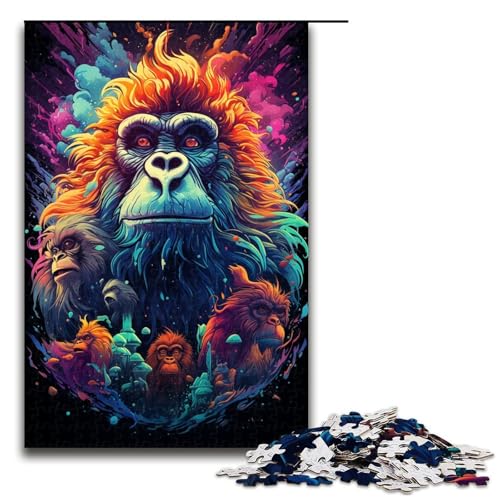 1000teiliges Puzzle für Erwachsene Affenfamilie Holzpuzzle Lernspiel für Erwachsene Herausforderungsspielzeug 1000 Teile (75 x 50 cm) von ouynngjing