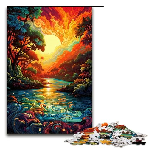 1000teiliges Puzzle für Erwachsene Amazon_River_buntes Holzpuzzle Lernspiel für Erwachsene Herausforderungsspielzeug 1000 Teile (75 x 50 cm) von ouynngjing