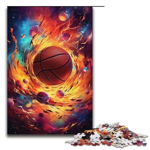 1000teiliges Puzzle für Erwachsene Basketball im Weltraum Puzzle für Erwachsene Holzpuzzle anspruchsvolles Spiel 1000 Teile (38 x 26 cm) von ouynngjing