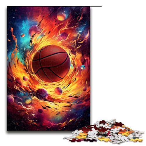 1000teiliges Puzzle für Erwachsene Basketball im Weltraum Puzzle für Erwachsene Holzpuzzle anspruchsvolles Spiel 1000 Teile (75 x 50 cm) von ouynngjing