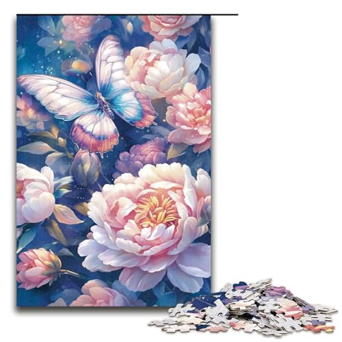 1000teiliges Puzzle für Erwachsene Blumen und Schmetterlingspuzzle für Erwachsene Holzpuzzle anspruchsvolles Spiel 1000 Teile (75 x 50 cm) von ouynngjing