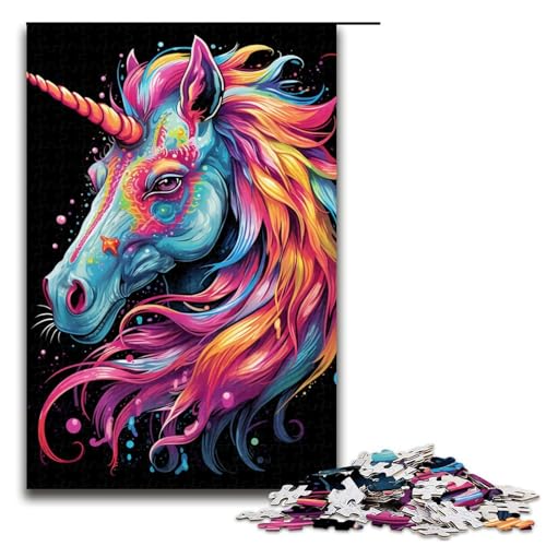 1000teiliges Puzzle für Erwachsene Bunte Einhörner Geburtstagsgeschenk für Teenager ab 14 Jahren 1000 Teile (75 x 50 cm) von ouynngjing