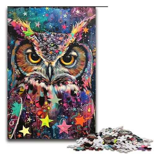 1000teiliges Puzzle für Erwachsene Bunte Eule Holzpuzzle Lernspiel für Erwachsene Herausforderungsspielzeug 1000 Teile (75 x 50 cm) von ouynngjing