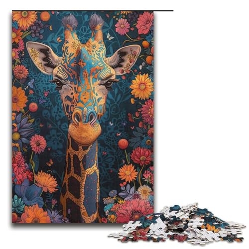 1000teiliges Puzzle für Erwachsene Bunte Giraffe Puzzle für Erwachsene Holzpuzzle anspruchsvolles Spiel 1000 Teile (38 x 26 cm) von ouynngjing