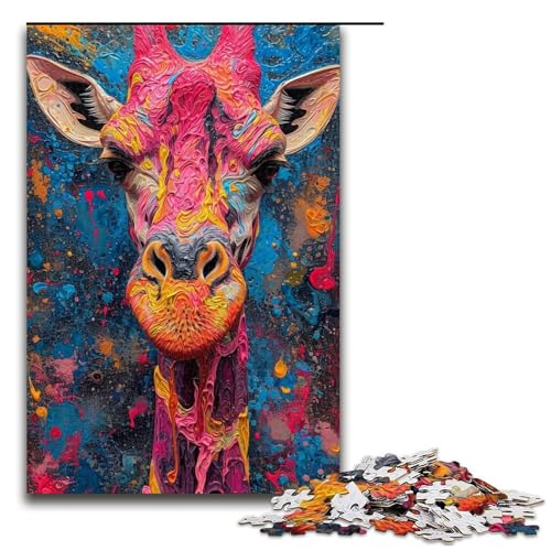 1000teiliges Puzzle für Erwachsene Bunte Giraffe Puzzle für Erwachsene Holzpuzzle anspruchsvolles Spiel 1000 Teile (75 x 50 cm) von ouynngjing
